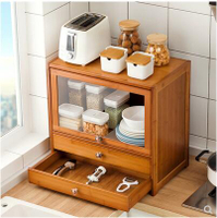 廚房置物架台面帶門碗碟櫃多功能放餐具調味品收納櫃子抽屜儲物櫃