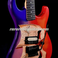 Hand Work Paint Krame Baretta Mick Mars Theater of Pain Red Purple Electric Guitar Floyd Rose Tremolo, Black Hardware