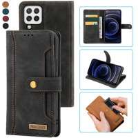 Samsung Galaxy A22 4G Case Notebook Style Card Case Leather Wallet Flip Cover For Samsung Galaxy A22 4G Luxury Cover Stand Card