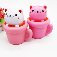 New Fashion Squish Jumbo Cute Cat Cup Squishy Slow Rising Squeeze Antistress Toy Scented Stress Relief Toys For Kid Fun Gifts
