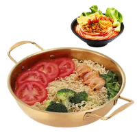 Korean Ramen Pot 7inch Stainless Steel Instant Noodle Pot Small Hot Pot Seafood Pot Kimchi Soup Pot Double Bottom Pan Dry Pot