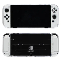 For Nintendo Switch OLED Console Crystal Clear Shell Left Right Handle Host PC Hard Transparent Protective Case Cover