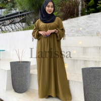 IRINA DRESS GAMIS WANITA TERBARU 2024 - GAMIS LENGAN BALON Kain Crinkle Airflow Muslim Kondangan Dew
