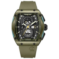 Alexandre Christie Chronograph AC 6608 MC Black Dial Green Rubber Strap Men's Watch