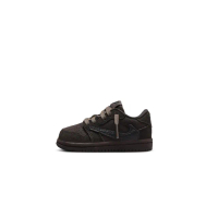 【NIKE 耐吉】休閒鞋 Travis Scott x Air Jordan 1 Low OG TD Velvet Brown 聯名 倒鉤 棕 中童 DO5441-202