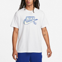Nike 短袖 NSW 男款 白 藍 寬鬆 重疊LOGO 像素 純棉 棉T 短T FD1297-100