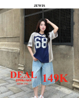 Áo Thun LướiThiết Kế Cổ Tim Trendy In số 68 Chuẩn Phong Cách Đường Phố Cá Tính JEWIS  J762