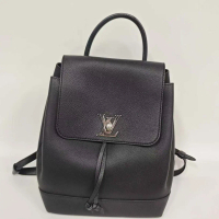 （Preowned）LV Lockme Black Leather Backpack with Silver Buckle,H17971