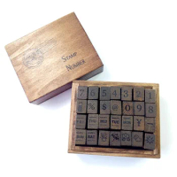 28 Pcs/set Number Weather Week Wood Stamp Set Dairy Stamp Box Hand Writing Stamp Antique Wooden Rubber Stamp With Case