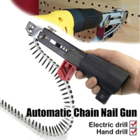 Electric Drill Chain Nail Gun Converter Cordless Power Drill Attachment Woodworking Tools for Wall Wood Board Ceiling Collating