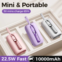Joyroom 22.5W Mini Power Bank Fast Charging Powerbank With Type-C For iPhone Cable 10000mAh PD QC3.0 Charger For Samsung Xiaomi