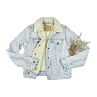 【LEVIS】女版 Levis 淺藍 鋪毛牛仔外套外套 舖綿 丹寧 搖粒絨 男女皆可 平輸品(牛仔外套 厚外套7932EB1)