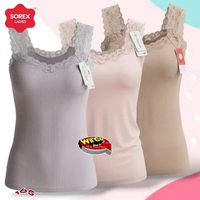 B165 - Sorex Camisol Tanktop Tali Lebar Renda Brukat Free Size One Size PUTIH