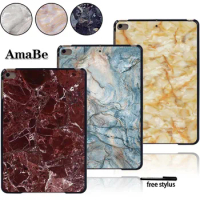 Shockproof For Apple IPad Mini 4 (2015) / Mini 5 (2019) - Tablet PC Plastic Marble Pattern Hard Stand Case Cover