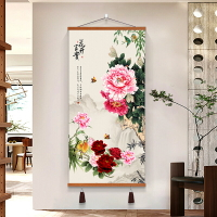 裝飾畫 掛畫 背景畫 掛簾 遮擋簾花開富貴客廳掛畫牡丹花壁畫走廊過道山水畫餐廳字畫玄關吉祥寓意