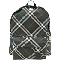 BURBERRY 巴寶莉 Check 戰馬貼布格紋帆布後背包(深綠色)