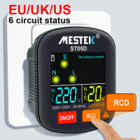 Digital Socket Tester RCD GFCI NCV Voltage Outlet Checker EU US UK Plug Ground Zero Line 30mA Smart VA Display Socket Detector