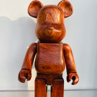 Bahua wood bear joints can turn Bearbrick400% 28cm exquisite wood box packaging collectible doll wood grain is clearly visible