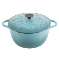 6-Qt Enamled Cast Iron Dutch Oven with Self Lid Cast Iron Pot Cast Iron Cookware Nonstick, Turquoise