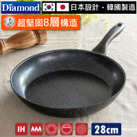 【日本TAFUCO】韓國製極輕量鑽石塗層超耐磨不沾黑曜深煎鍋 28cm IH爐可用(鐵鏟可用 平底鍋 不挑爐具)