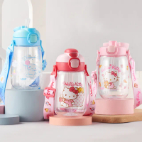 【優貝選】凱蒂貓 HELLO KITTY 兒童 吸管/直飲 兩用杯口背帶水壺(平輸品)
