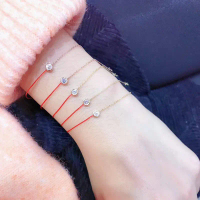 2025 French Red Rope Bracelet Half Chain Thick Plated 18K Rose Gold Inlaid with Diamond Single Diamo