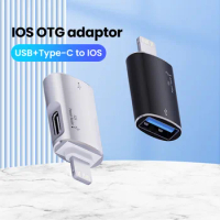 OTG 2 in 1 USB A+C to Lightning Adapters USB Hard Drive Type C Jack Headphones Microphone Converter For iPhone Phone Accessories