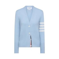 Thom Browne 4-Bar Cashmere Classic V-Neck Cardigan Light Blue 40 Blue