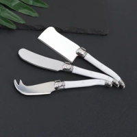 Jaswehome 3pcs Laguiole Mini Butter Spatula Cheese Slicer Set Stainless Steel Cheese Spreader Spear&amp;Cleaver Knife