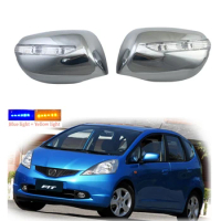 2pcs Car ABS Chrome Rearview Accessories Plated Trim For Honda Fit Jazz GE6 GE8 GP 2008 2009 2010 Door Mirror Cover With LED