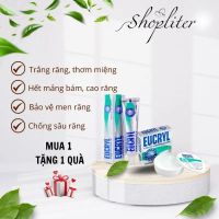 Trắng răng EUCRYL combo kem đánh trắng răng và bột trắng răng tẩy mảng bám cao răng thơm miệng h