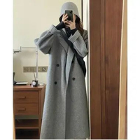 MND Long Coat Blazer Panjang Wanita Kekinian Korean Style/jaket jas blazer jubah wanita M grey