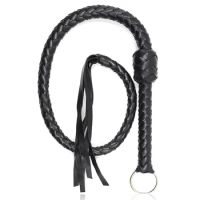 116CM Premium Flogger PU Leather Horse Whip Leather Covered Handle with Wrist Strap Horse Riding Whip