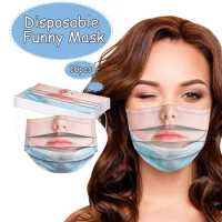 10pcs Adult's Mother's Day Face Mask Mascherine Breathable 3 Layer Funny Face Printed Mask Disposable Face Mask Mascaras