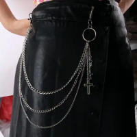 Punk Pants Chain Pentagram Keychains for Men Women Jean Trouser Biker Chains Harajuku Goth Jewelry Gothic Rock Emo Accessories
