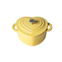 Heart-shaped Enamelled Cast Iron Pots Household Steamed Egg Non-stick Pot 10cm Love Milk Pot Kitchen Uncoated Stew Pot
