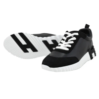 【Hermes 愛馬仕】Bouncing　經典H LOGO撞色彈性時尚運動鞋(黑/白 37號)
