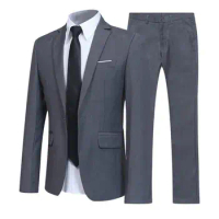Fashion Business Suit Set Pockets Clothes Buttons Pockets Blazer Men Wedding Suit Set for Business