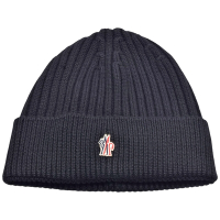 MONCLER 經典品牌LOGO針織羊毛帽(黑色)