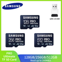 SAMSUNG PRO Ultimate Micro SD Card 128GB MicroSDXC U3 4K Flash Memory Card 256GB V30 TF Card 512GB High Speed 200M/s for Drone