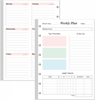 Weekly Planner Refills for A5 Binders - 53 Sheets/106 Pages Undated Colorful Weekly Planner 6-Hole P