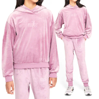 【NIKE 耐吉】Po HDY Cozy 大童 童裝 粉色 運動 休閒 帽T 加絨 上衣 長袖 FZ5588-523