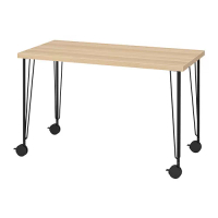 LAGKAPTEN/KRILLE 書桌/工作桌, 染白橡木紋/黑色, 120x60 公分