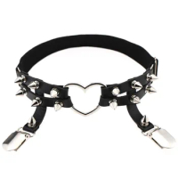1pcs Heart Ring Stud Punk Rivet Women Leg Leather Elastic Garter Suspender Belt Thigh Ring Sexy Gothic Clothing Accessory