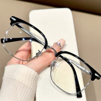 Fashion Classic Semi Rimless Anti Blue Light Blocking Glasses Men Square Ray Filter Eyeglasses Frames Computer Women Goggles