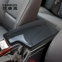 Car styling For 3 Series E90 Carbon fiber Stowing Tidying Armrest box protect stickers covers Trim Auto Interior Accessories