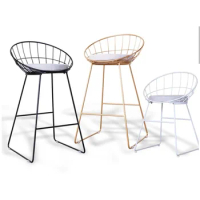 High Gold Bar Stool Wrought Iron Bar Stool Chair Simple Dining Chair Modern Nordic Iron Ieisure Chair Bar Chair