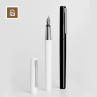 Kaco BRIO Black/White Fountain Pen with Ink Bag Storage Bag Box Case 0.3mm Nib Metal Inking Pen for 