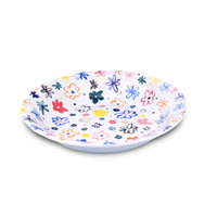 堯峰陶瓷 日本美濃燒8吋湯盤-花舞 圓盤| 淺盤碟 菜盤 | 輕食族待客適用 | 野餐擺盤適用