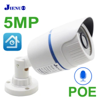 JIENUO 5MP Audio POE Camera IP HD Security Outdoor Waterproof HD Cctv Night Vision Infrared Video Surveillance IPCam Home Camera